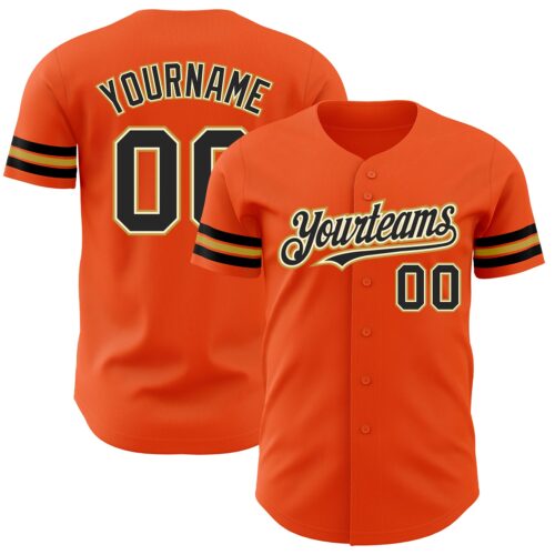 Orange0386 Custom Orange Black Cream-Old Gold Authentic Baseball Jersey