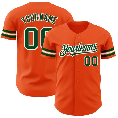 Orange0390 Custom Orange Green-White Authentic Baseball Jersey