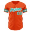 Custom Orange Aqua-White Authentic Baseball Jersey