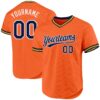 Custom Orange Navy-White Authentic Throwback Baseball Jersey