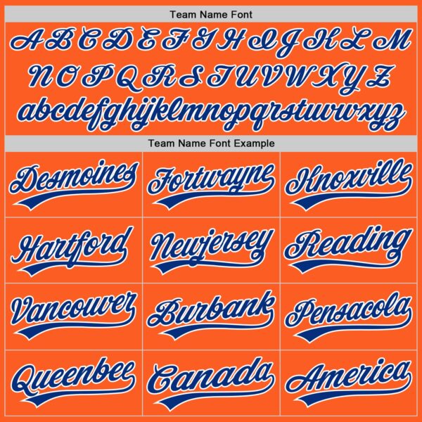 Custom Orange Royal-White Authentic Throwback Baseball Jersey