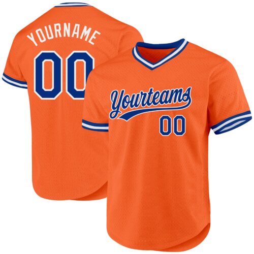 Orange0396 Custom Orange Royal-White Authentic Throwback Baseball Jersey