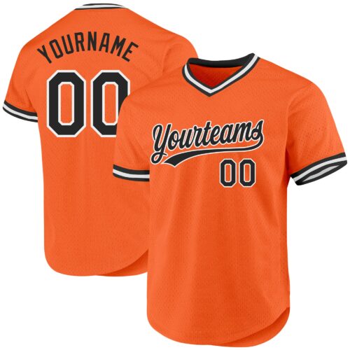 Orange0397 Custom Orange Black-White Authentic Throwback Baseball Jersey