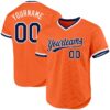 Custom Orange Navy-White Authentic Throwback Baseball Jersey