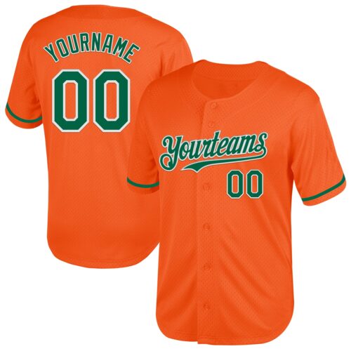 Orange0439 Custom Orange Kelly Green-White Mesh Authentic Throwback Baseball Jersey