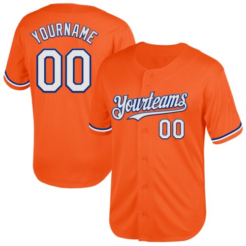 Orange0443 Custom Orange White-Royal Mesh Authentic Throwback Baseball Jersey