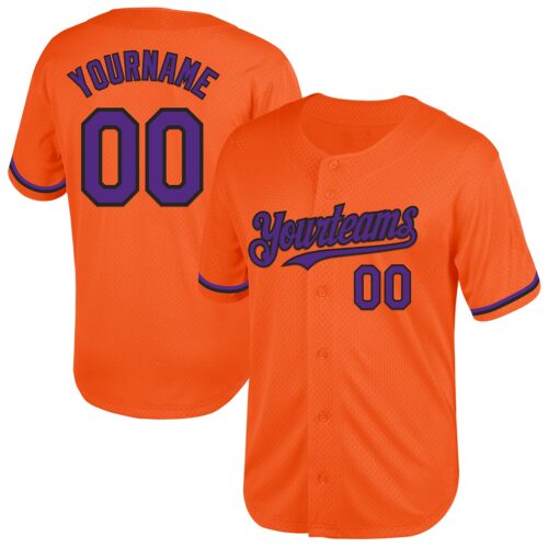 Orange0447 Custom Orange Purple-Black Mesh Authentic Throwback Baseball Jersey