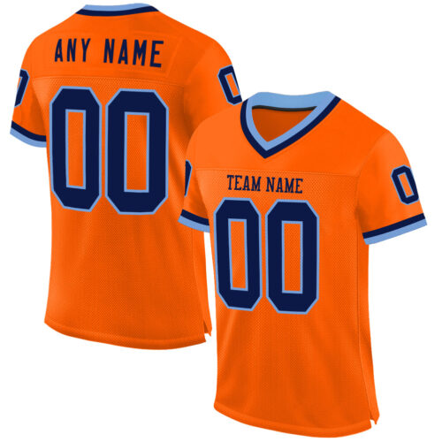 Orange0481 Custom Orange Navy-Light Blue Mesh Authentic Throwback Football Jersey
