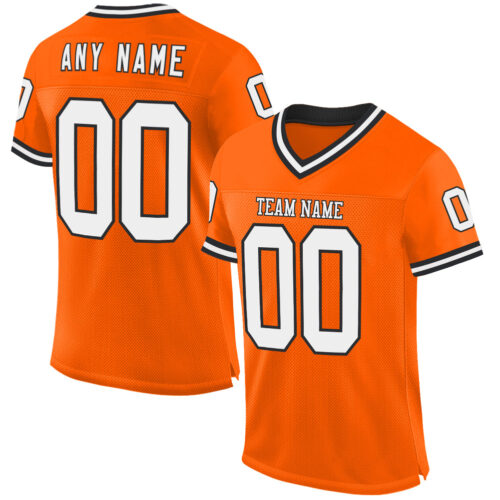 Orange0489 Custom Orange White-Black Mesh Authentic Throwback Football Jersey