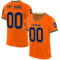 Custom Orange Navy-Old Gold Mesh Authentic Throwback Football Jersey