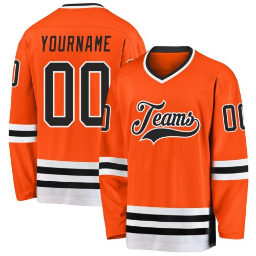 Orange0509 Custom Orange Black-White Hockey Jersey