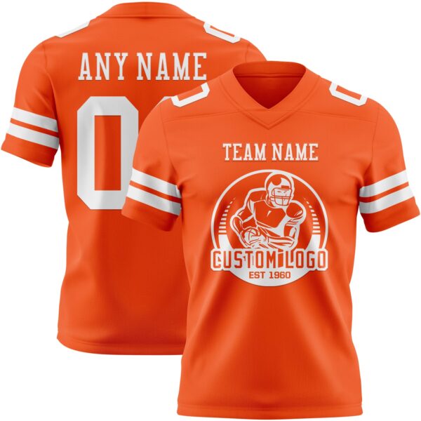 Custom Orange White Authentic Football Jersey