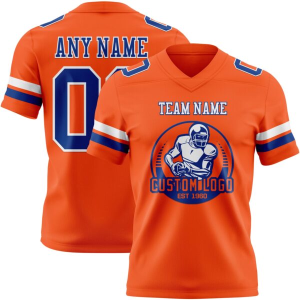Custom Orange Royal-White Authentic Football Jersey