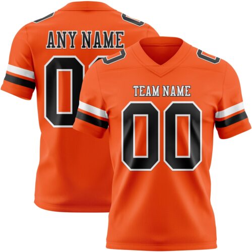 Custom Orange Black-White Authentic Football Jersey
