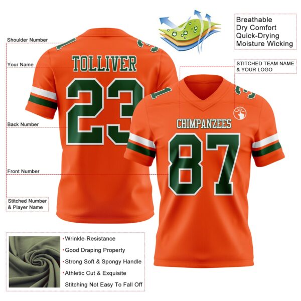Custom Orange Green-White Authentic Football Jersey