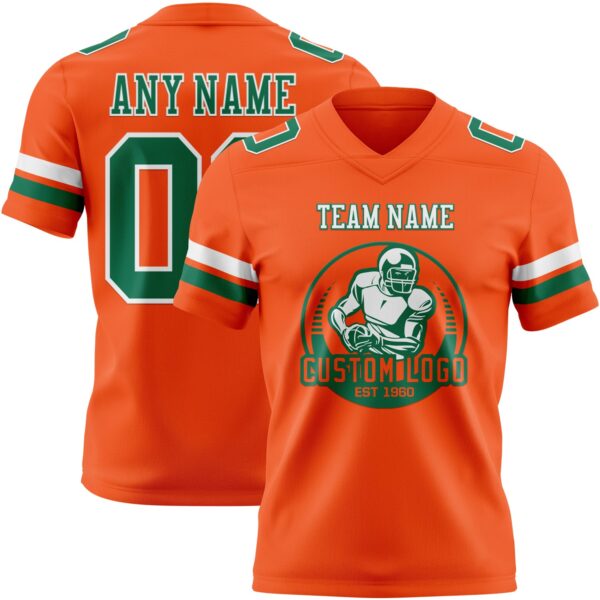 Custom Orange Kelly Green-White Authentic Football Jersey