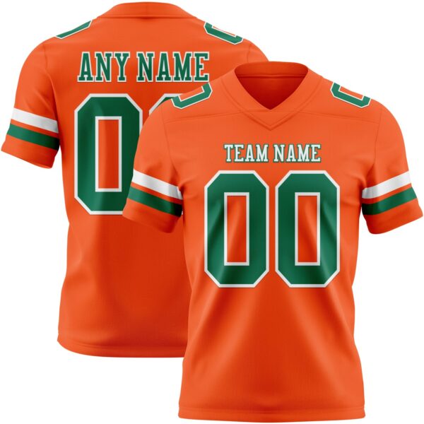 Custom Orange Kelly Green-White Authentic Football Jersey