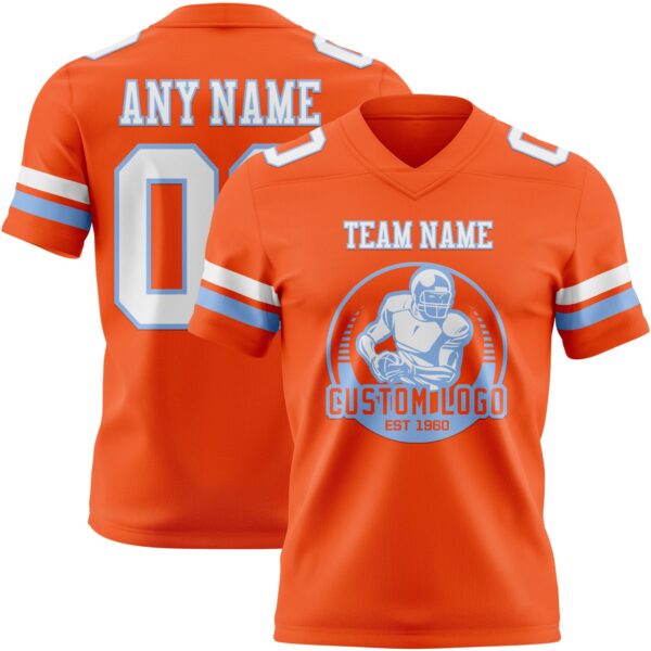 Custom Orange White-Light Blue Authentic Football Jersey