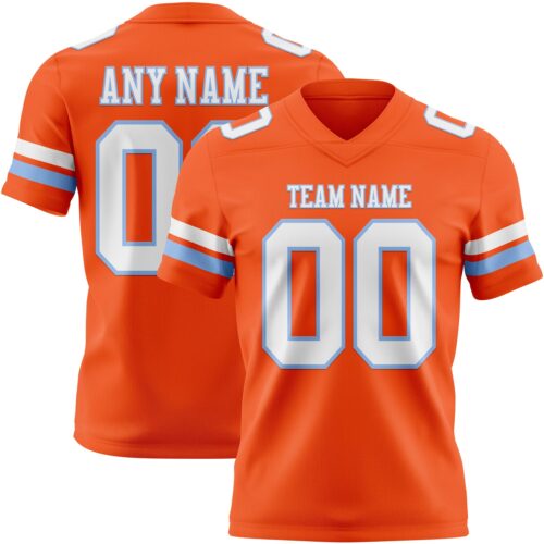 Orange0563 Custom Orange White-Light Blue Authentic Football Jersey