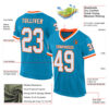 Custom Panther Blue White-Orange Mesh Authentic Throwback Football Jersey