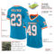 PantherBlue0083-1 Custom Panther Blue White-Orange Mesh Authentic Throwback Football Jersey
