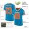 PantherBlue0084-1 Custom Panther Blue Orange-White Mesh Authentic Throwback Football Jersey