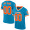 PantherBlue0084 Custom Panther Blue Orange-White Mesh Authentic Throwback Football Jersey