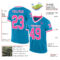 PantherBlue0087-1 Custom Panther Blue Pink-White Mesh Authentic Throwback Football Jersey