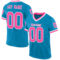 PantherBlue0087 Custom Panther Blue Pink-White Mesh Authentic Throwback Football Jersey