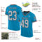 PantherBlue0092-1 Custom Panther Blue Gray-Black Mesh Authentic Throwback Football Jersey