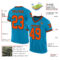 PantherBlue0094-1 Custom Panther Blue Orange-Black Mesh Authentic Throwback Football Jersey