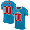 Custom Panther Blue Red-White Mesh Authentic Throwback Football Jersey