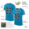 Custom Panther Blue Black-White Mesh Authentic Throwback Football Jersey
