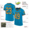 PantherBlue0097-1 Custom Panther Blue Old Gold-Black Mesh Authentic Throwback Football Jersey