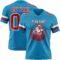 PantherBlue0125-1 Custom Panther Blue Red-White Authentic Football Jersey