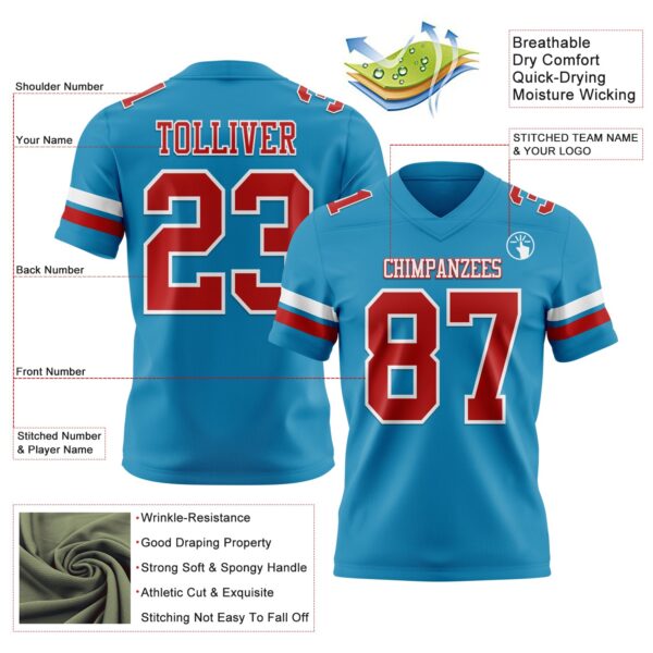 Custom Panther Blue Red-White Authentic Football Jersey