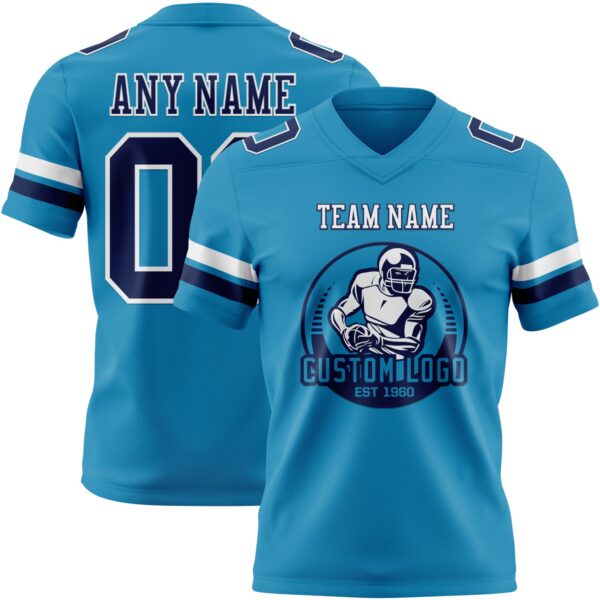 Custom Panther Blue Navy-White Authentic Football Jersey