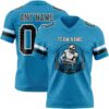 Custom Panther Blue Black-White Authentic Football Jersey
