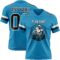 PantherBlue0132-1 Custom Panther Blue Black-White Authentic Football Jersey