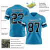 Custom Panther Blue Black-White Authentic Football Jersey