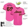 Custom Pink Black-Orange Authentic Baseball Jersey