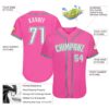 Custom Pink White-Kelly Green Authentic Baseball Jersey