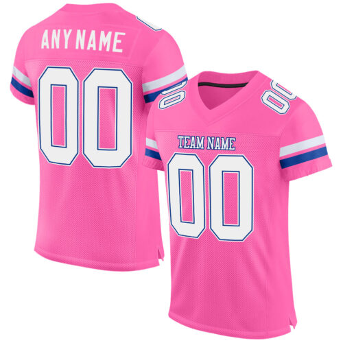 Pink0089 Custom Pink White-Royal Mesh Authentic Football Jersey