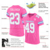 Custom Pink White-Light Blue Mesh Authentic Football Jersey