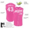Custom Pink White Authentic Sleeveless Baseball Jersey