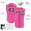 Custom Pink Black-White Authentic Sleeveless Baseball Jersey