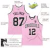 Custom Light Pink Black-White Authentic Throwback Basketball Jersey