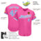Custom Pink Light Blue-White Authentic Baseball Jersey