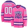 Custom Pink White-Purple Hockey Jersey