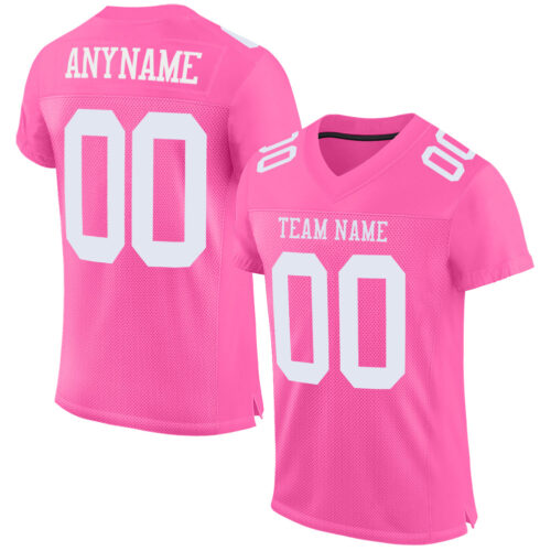 Pink0171 Custom Pink White Mesh Authentic Football Jersey